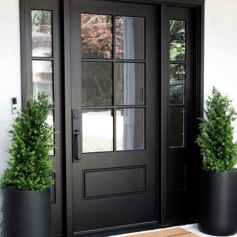 black single entry door